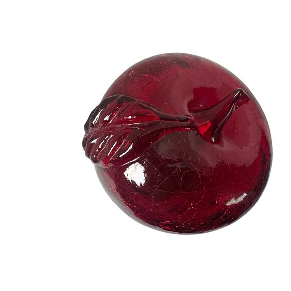 Vintage Blown Art Glass Apple Crackle Faux Fruit Home Table Decor - Picture 6 of 14